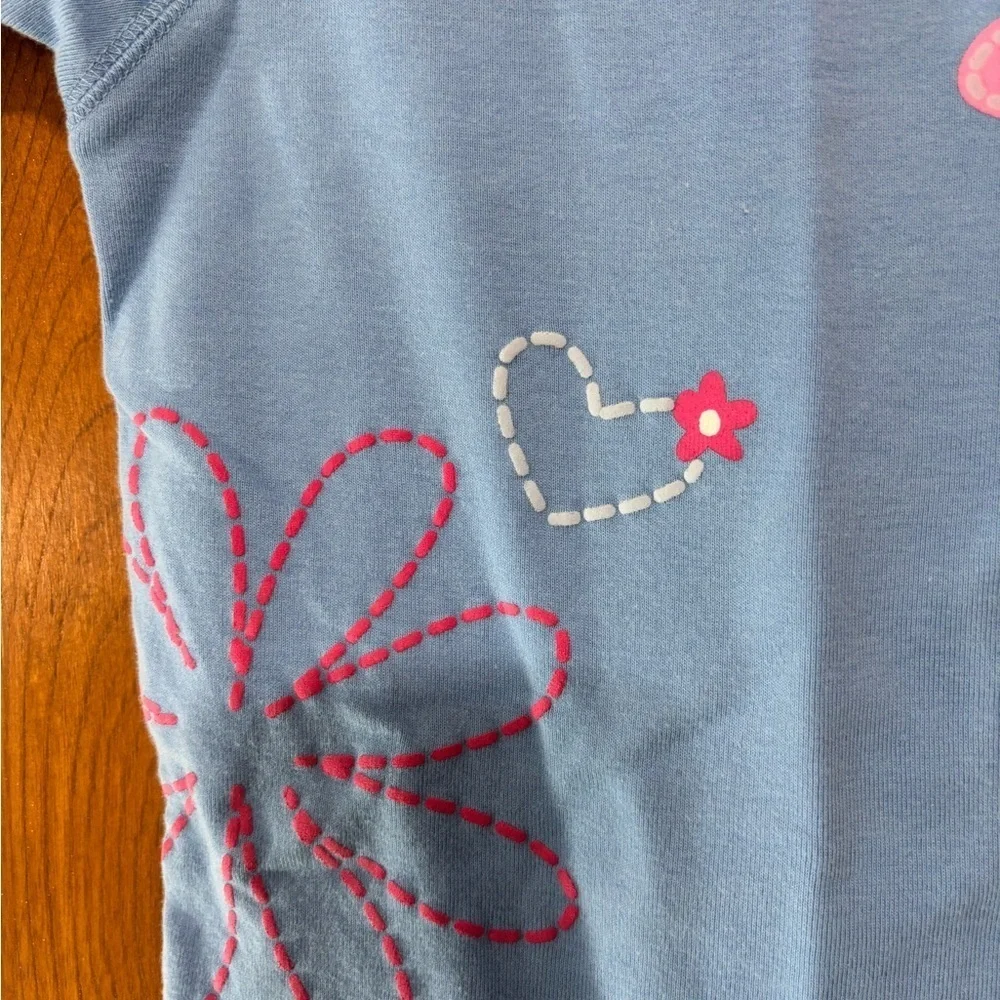 Carter's Blue Tee with Pink Floral Accents
